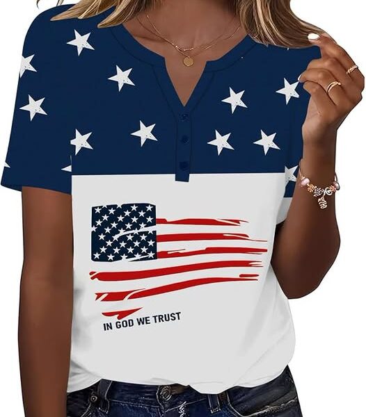 Women's Short-Sleeve V-Neck Dressy Casual Blouse