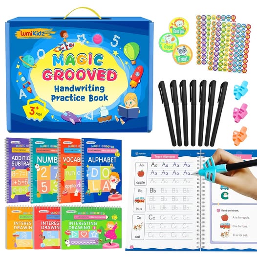 Grooved Writing Practice Books for Kids 3-8