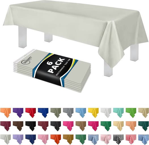 6-Pack 54x108" Disposable Light Grey Plastic Tablecloths