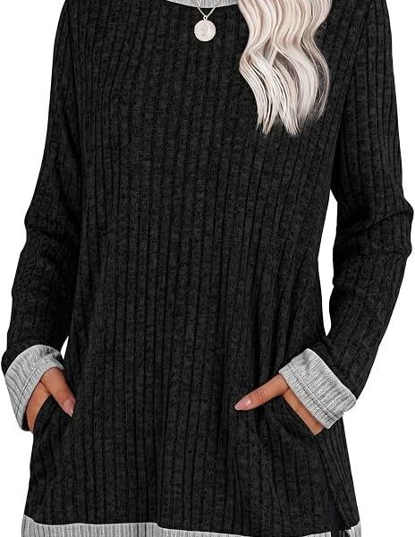 Women's Long-Sleeve Tunic Sweater, Fall Fashion Top