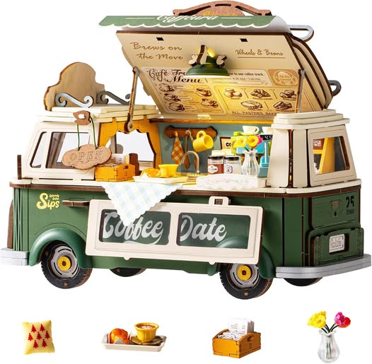 Rolife 3D Wooden Coffee Truck Puzzle & DIY Miniature Kit