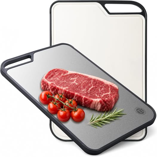 15.8-Inch Double-Sided Titanium Kitchen Cutting Board with Handle