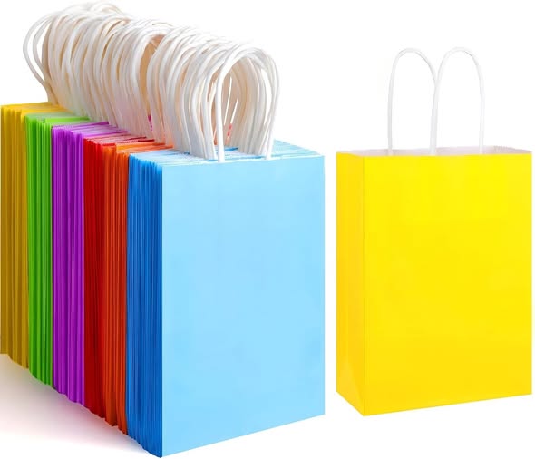 32Pcs Paper Gift Bags 5.25x3.25x8.25'' Kraft Paper Party Favor Bags