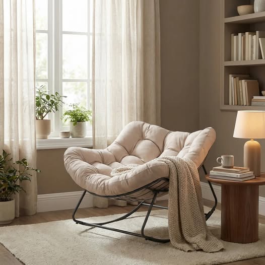 64% off Oversized Outdoor Papasan Rocking Chair with Thick Cushion