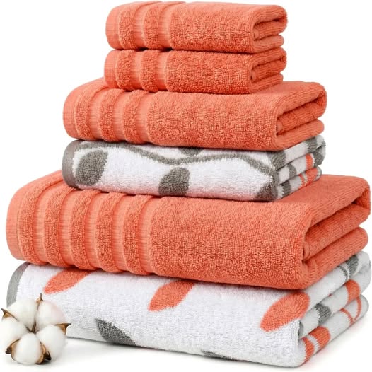 49% off 6-Piece 100% Cotton Jacquard & Solid Towel Set