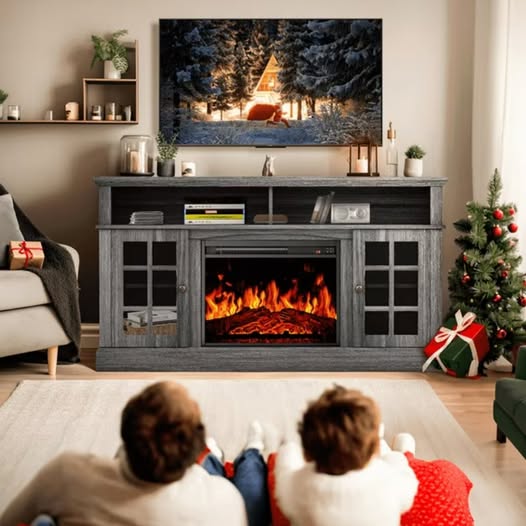 Electric Fireplace TV Stand for 75" TVs with 23" Fireplace