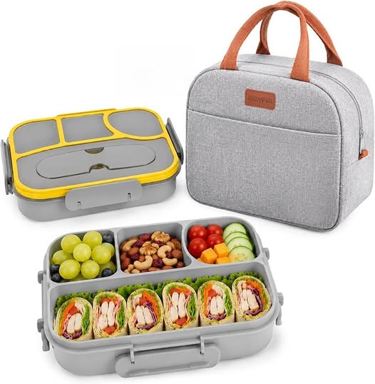 4-Compartment Bento Lunch Box with Insulated Tote Bag