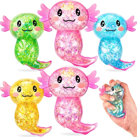 4-Pack Axolotl Stretchy Squeeze Fidget Stress Toys