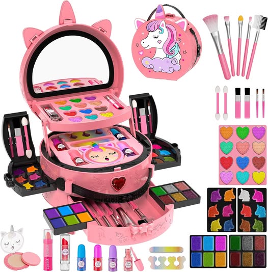 59-Piece Kids Pretend Makeup Kit with Mirror & Case