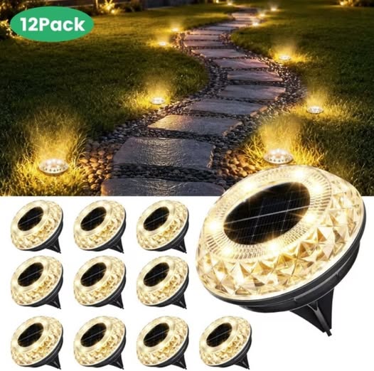 12-Pack Solar LED Ground Pathway Lights, Waterproof