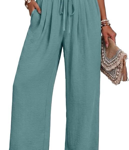 Women's High-Waisted Wide-Leg Palazzo Pants with Pockets