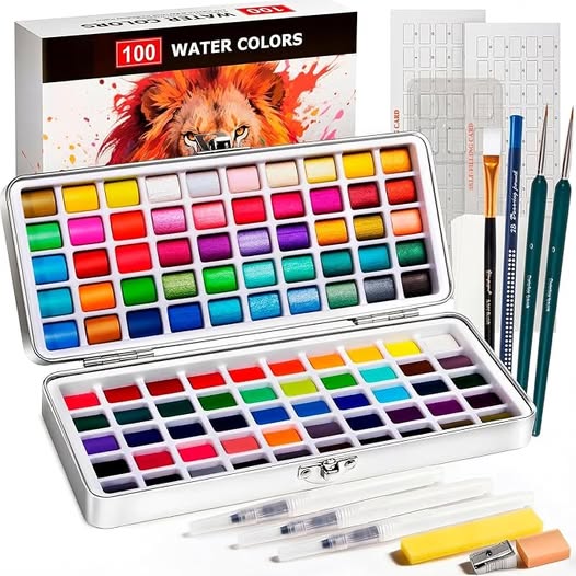 50% 0FF 100-Color Travel Watercolor Paint Set for Artists