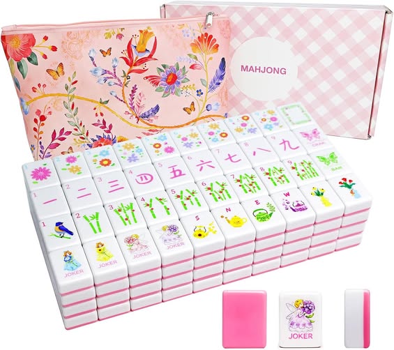 Portable American Mahjong Set with 160 Melamine Tiles & Carrying Bag