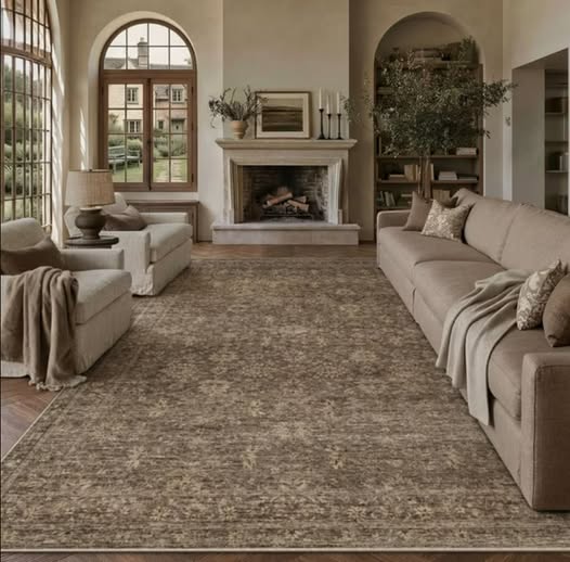 5' x 7' Washable Vintage Oriental Area Rug, Non-Slip Brown