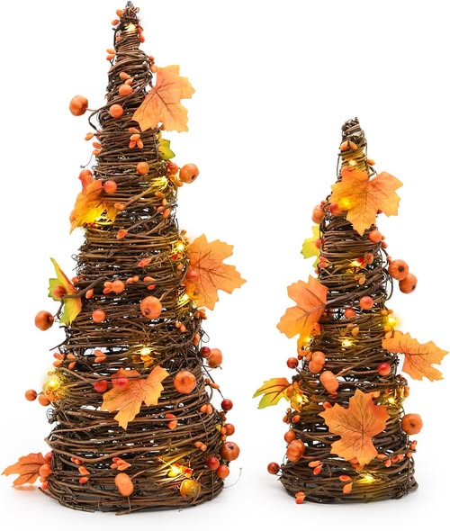 Lighted Fall Pumpkin Tabletop Tree with Timer