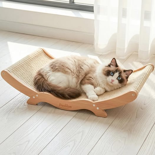40% 0FF Extra-Large Wooden Cat Scratcher Bed with Natural Sisal Pad
