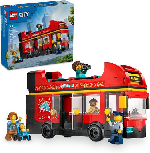 Double-Decker Sightseeing Bus Toy Set with 5 Characters