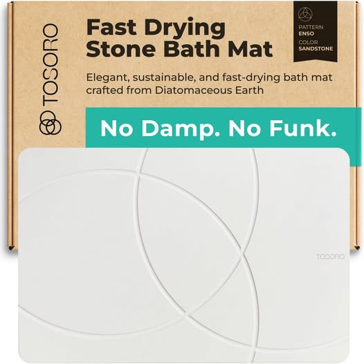 Diatomaceous Earth Stone Bath Mat, Non-Slip & Quick-Drying