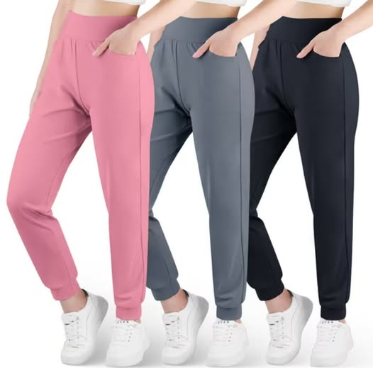 Girls' Ultra-Soft High-Waisted Jogger Sweatpants with Pockets, 3-Pack