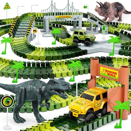 271-Piece Dinosaur Track Set with 2 Race Cars
