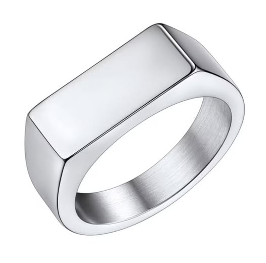 Bestyle Stainless Steel Chunky Dome Signet Ring, Size 9