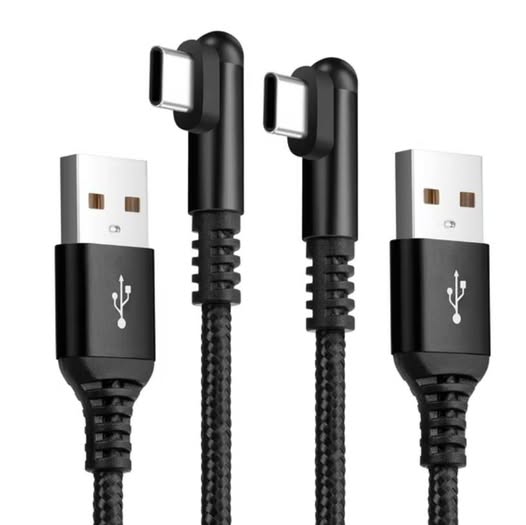 2-Pack 5ft Right-Angle USB-C Cables, 3.1A Fast Charging