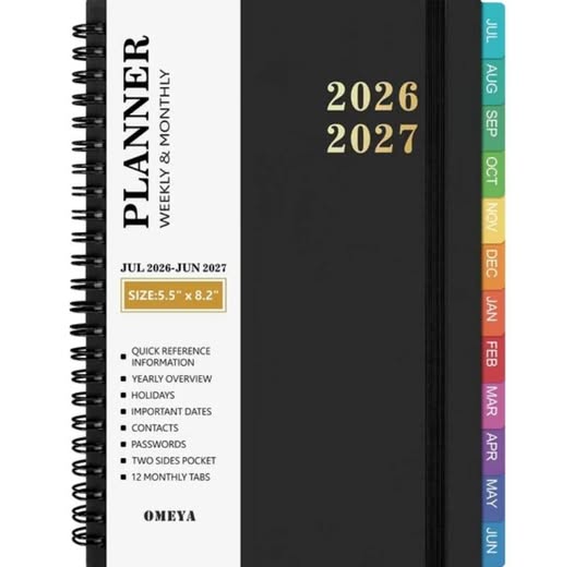 2026–2027 Weekly & Monthly Academic Planner, 5.8" × 8.3"