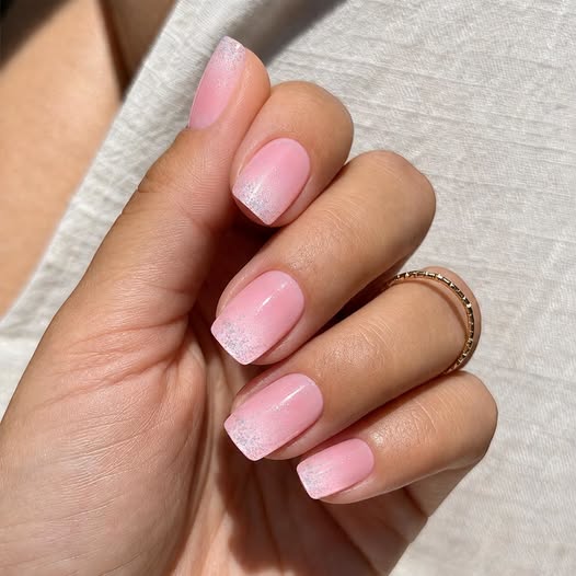 30-Piece Short Squoval Press-On Nails, Sheer Nude Gradient