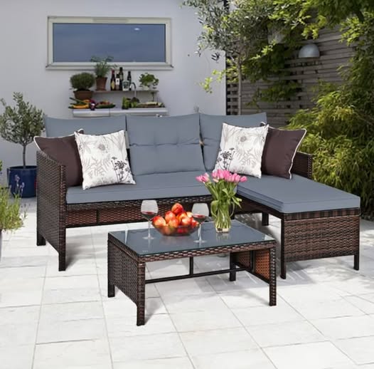 3-Piece Outdoor Wicker Rattan Patio Sofa Set