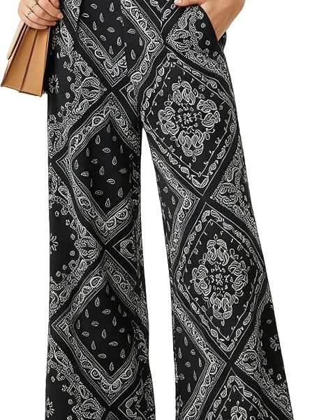 50% 0FF Women's High-Waisted Wide-Leg Palazzo Dress Pants with Pockets