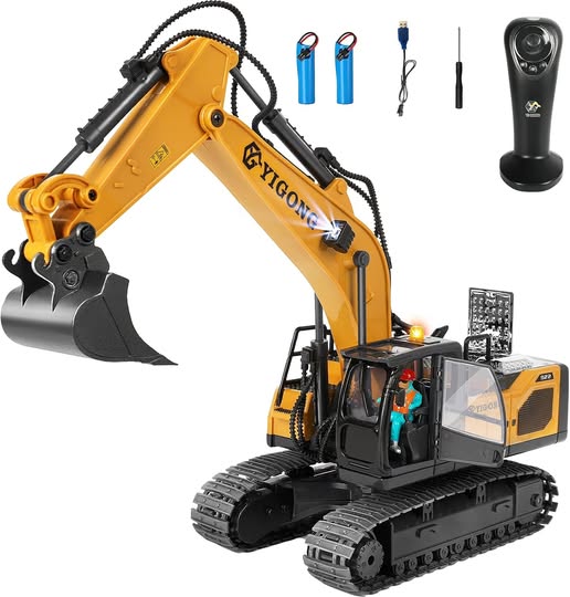 50% 0FF Rechargeable Remote Control Excavator Toy with Lights & Sound for Kids