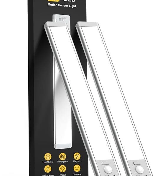 10" Rechargeable Motion Sensor Under Cabinet Lights, 2-Pack