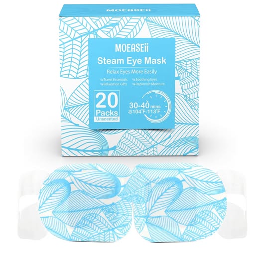 50% 0FF Self-Heating Steam Eye Masks for Dry Eyes, Unscented, 20-Pack