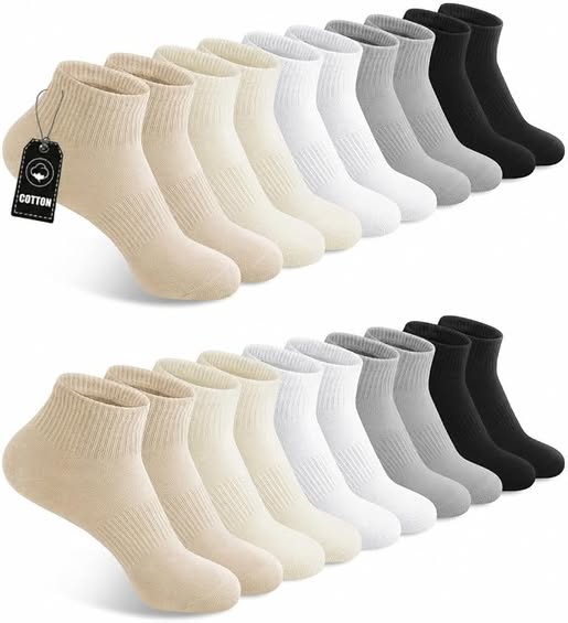 10-Pairs Cotton Quarter Ankle Socks for Women & Men