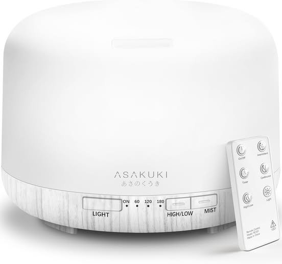 500ML Essential Oil Diffuser & Aromatherapy Humidifier with Remote and LED Lights