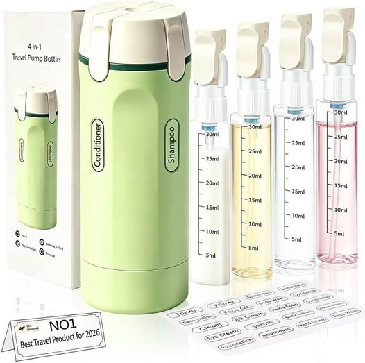 50% 0FF 4-in-1 Travel Dispenser Bottles, 30ML Leakproof Toiletry Containers