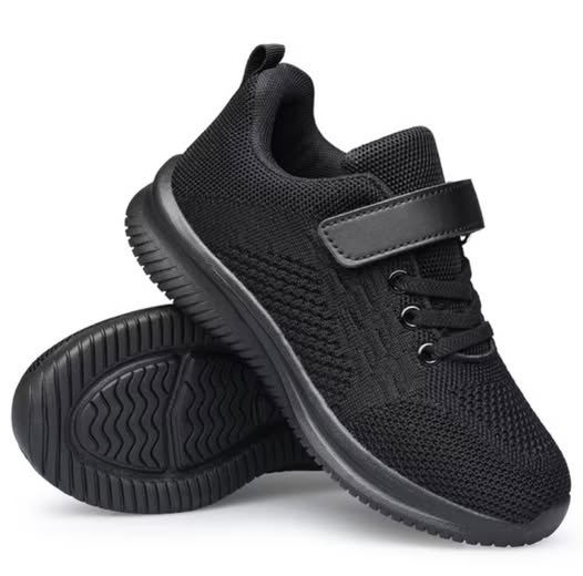 Kids Lightweight Breathable Running Sneakers for Boys & Girls, All Black