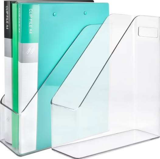 2-Pack Clear Acrylic A4 Vertical File Organizer with Handle