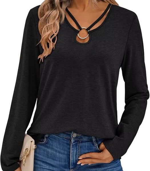 45% 0FF Women's Long Sleeve Keyhole Neck Fall Top