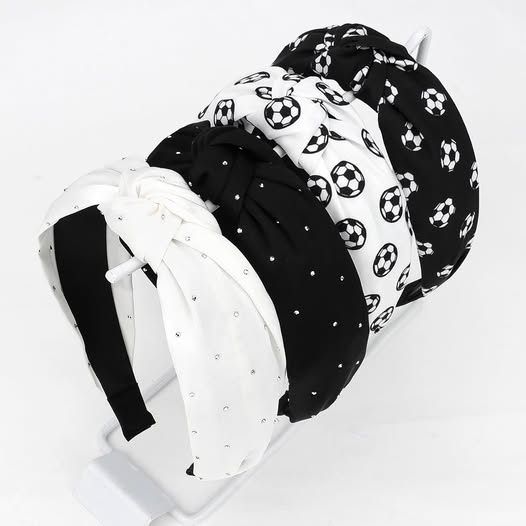 Women's Black & White Soccer Knotted Headband