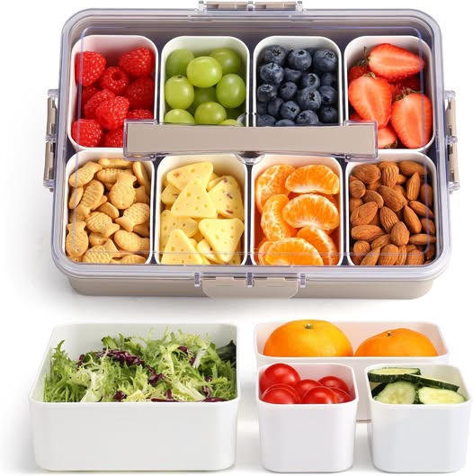 50% 0FF 11-in-1 Divided Snack Box Container with Stackable Compartments & Handle
