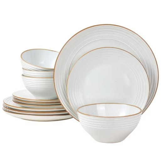 12-Piece Stoneware Dinnerware Set with Plates & Bowls