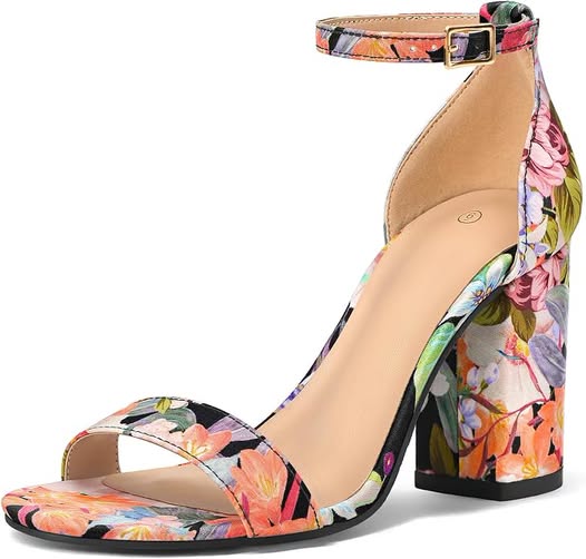 Women's Chunky Block Heel Open-Toe Sandals with Ankle Strap