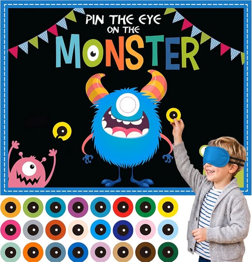 50% 0FF Halloween Pin the Eye on the Monster Game for Kids