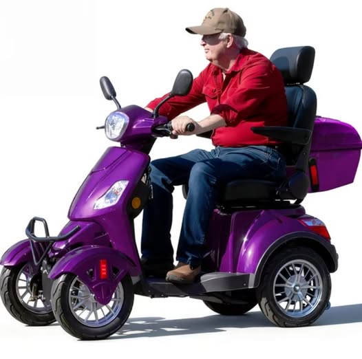 Heavy-Duty 4-Wheel Mobility Scooter, 500 lb Capacity, 25-Mile Range, Purple