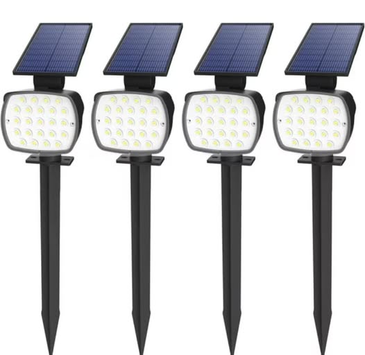 4-Pack Waterproof Solar Spotlights, 800 Lumens, 6500K, Adjustable Panel