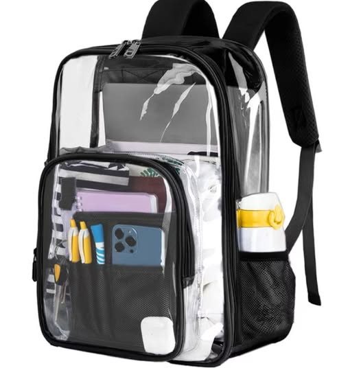 Large Waterproof Clear PVC Backpack with Reinforced Straps, Black