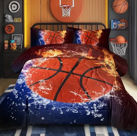 Kids' Basketball Comforter Set, 3-Piece Brushed Microfiber, 80 x 90 Inches