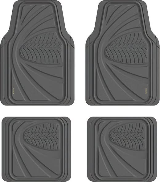 Universal Waterproof Rubber Car Floor Mats, 4-Piece, Dark Gray