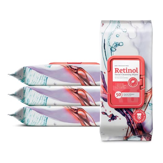 Body Prescriptions Retinol Makeup Cleansing Wipes, 4-Pack, 50 Count Each